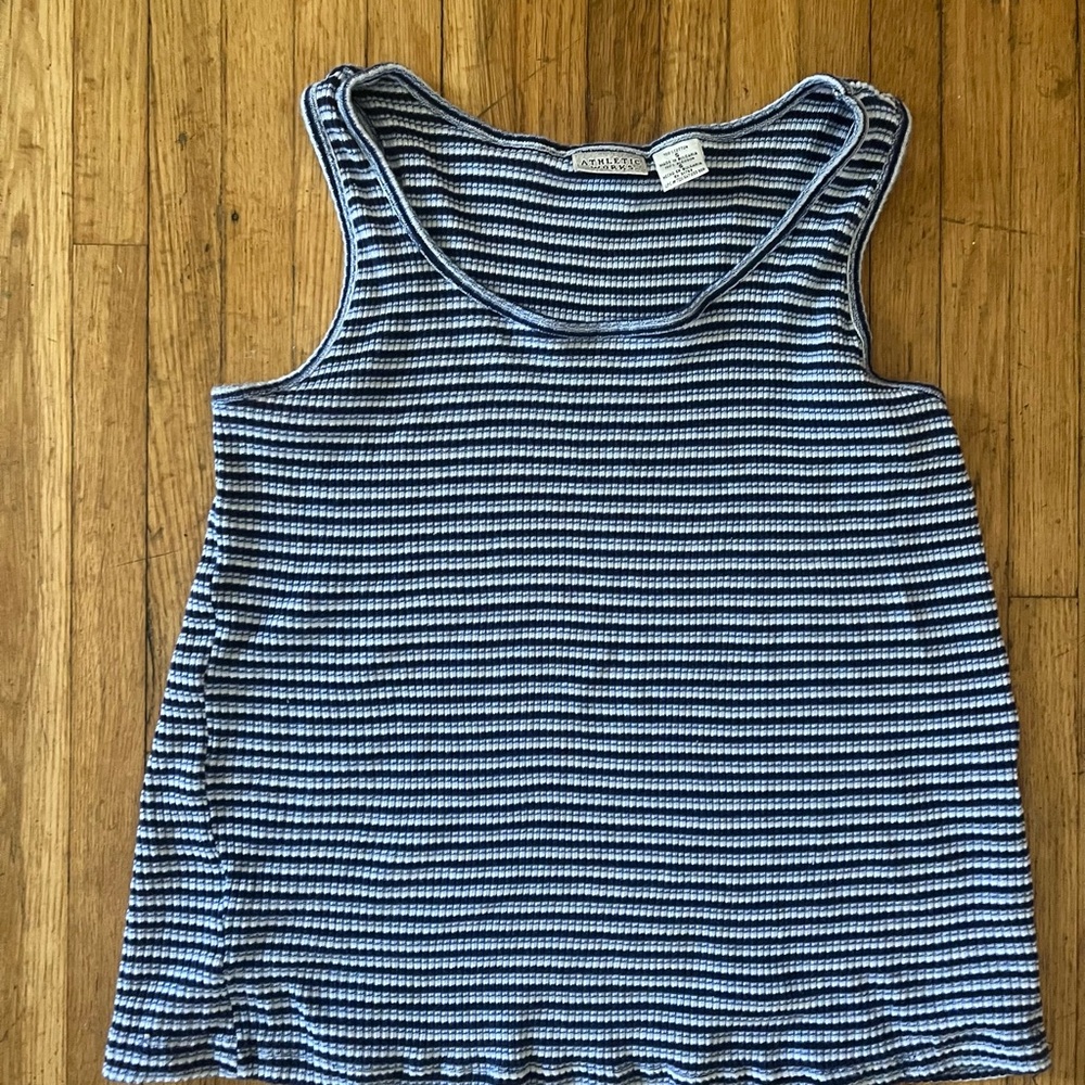 Athletic Works Blue and White Striped Tank Top